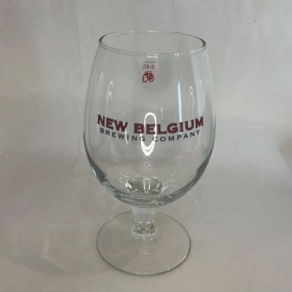 New Belgium Brewing Company Beer Glass 18 Oz 6 1/4 In Tall 2 1/2 In Round Red